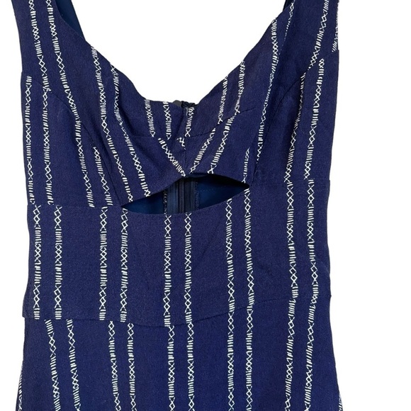 Lulus Sedona Navy Blue Print Dress A-Line Flowy Summer Women’s Small Cutout - Picture 4 of 15